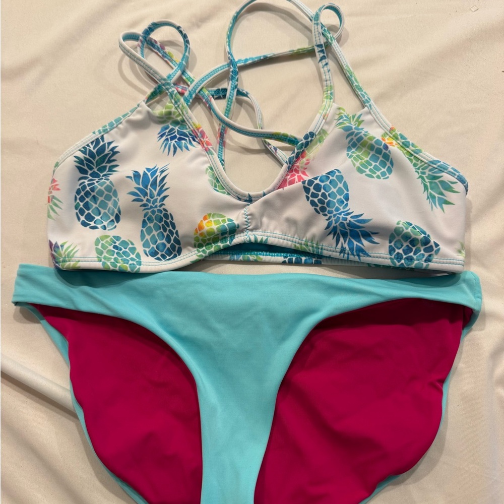 PILYQ Colorful Pineapple Bikini Top W/ Unnamed Matching Bottoms